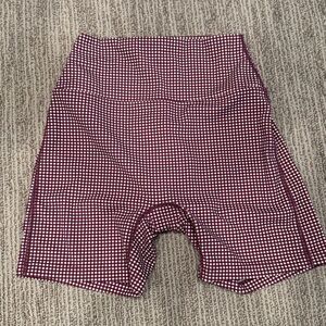 Women's Burgundy Checkered Bike Shorts